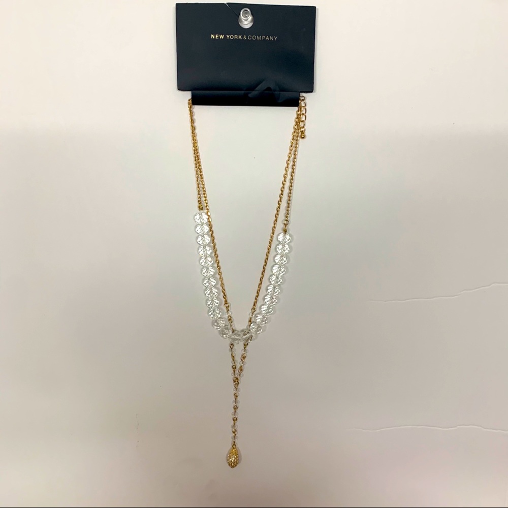 NewYork&Co link beaded chain bi-layer necklace